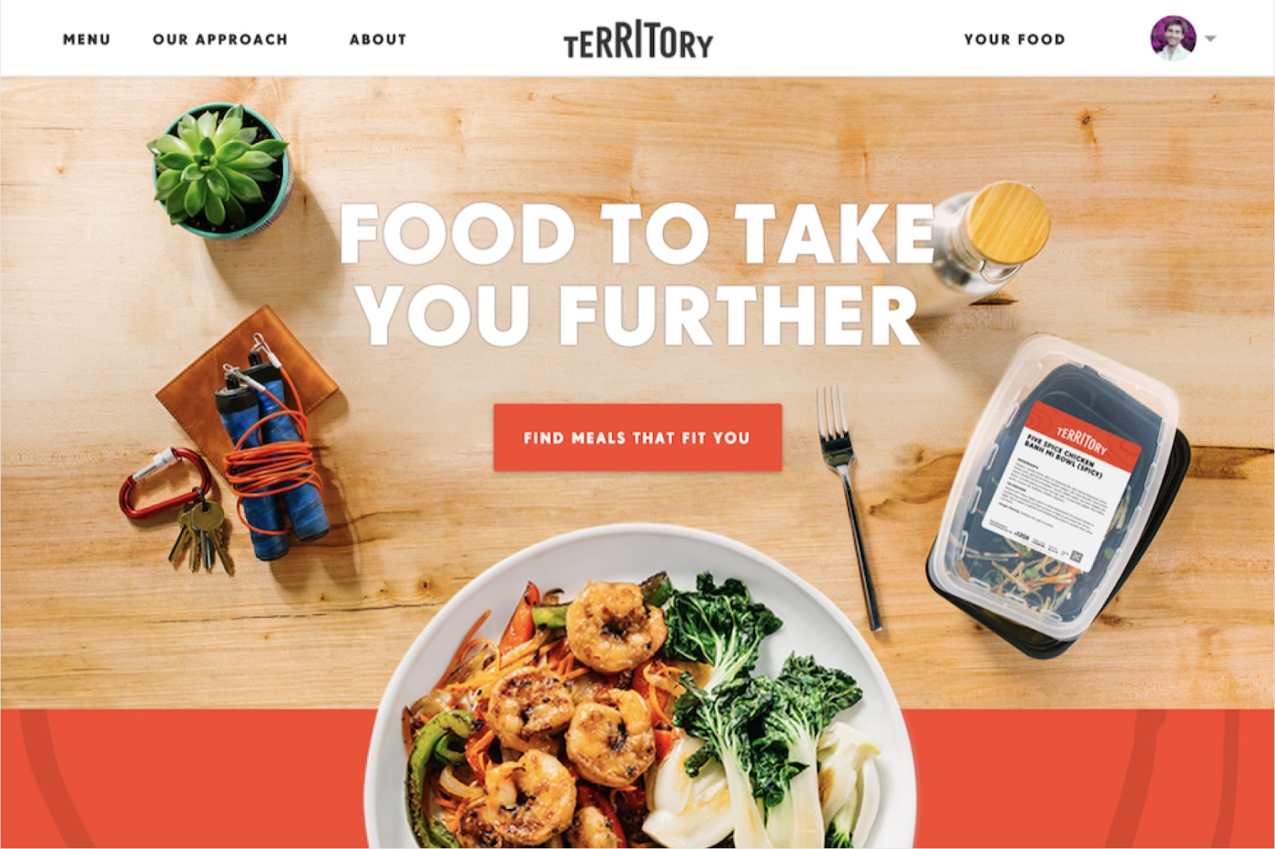 Territory Foods’ redesigned website, bringing the new brand into meal ordering